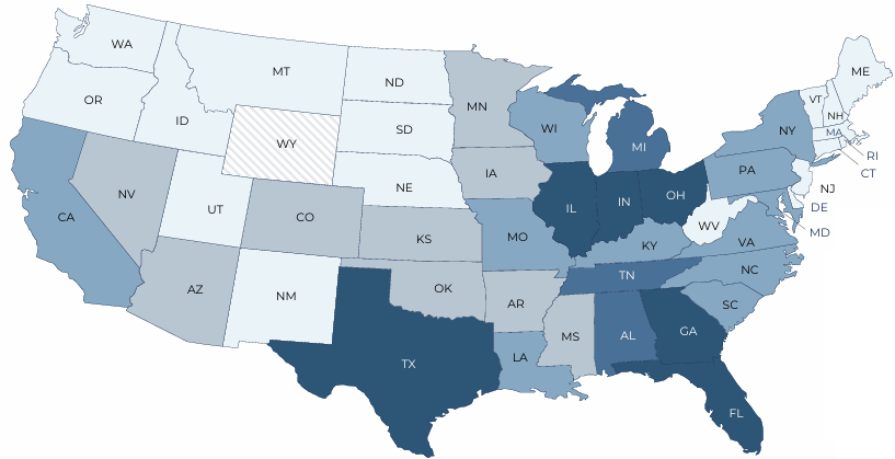 FCPT Q2 2026 Map showing breakdown of ABR by state